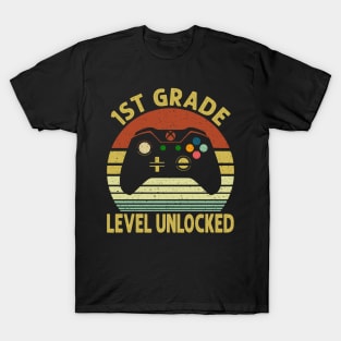 1st Grade Level Unlocked First Day of School Video Gamer T-Shirt